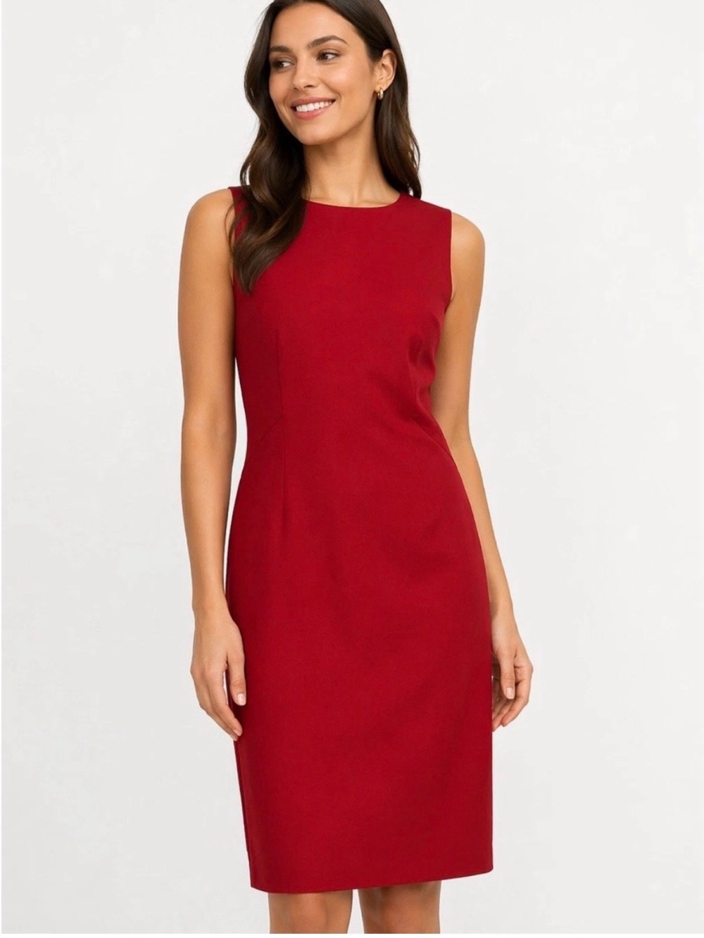 Spanx Perfect Fitted Dress In True Red Sleeveless